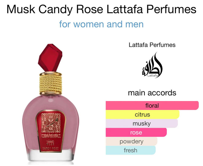 Lattafa Perfumes | Candy Rose | Eau De Parfum | Unisex Fragrance | 100 ML | Candy - Sweet & Rose Notes