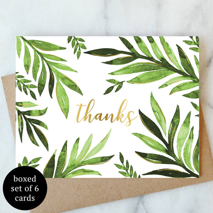 Leaf Thanks Greeting Card - Box Set of 6 | Thank You