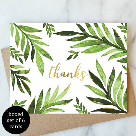 Leaf Thanks Greeting Card - Box Set of 6 | Thank You