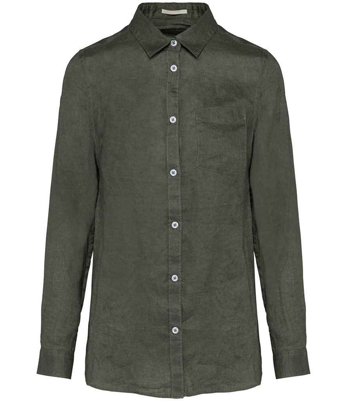 Linen Long Sleeve Shirt: Womens