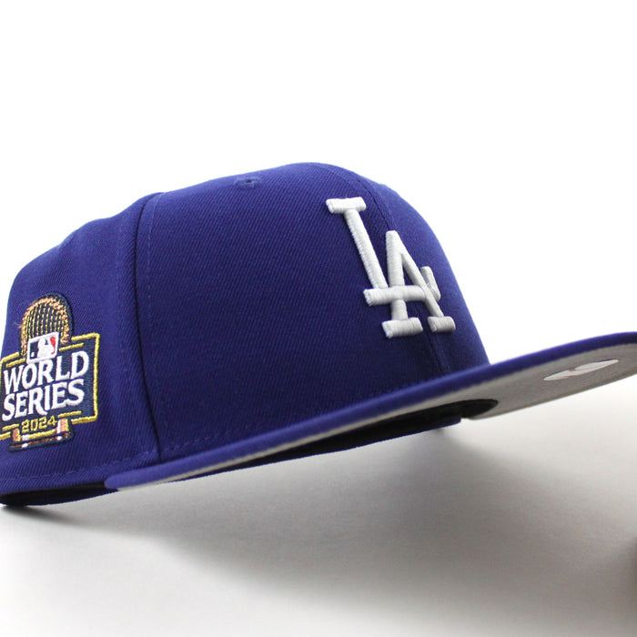 Los Angeles Dodgers 2024 World Series Champions New Era 59Fifty Fitted Hat (Dark Royal Blue Gray Under Brim)