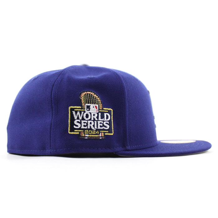 Los Angeles Dodgers 2024 World Series Champions New Era 59Fifty Fitted Hat (Dark Royal Blue Gray Under Brim)