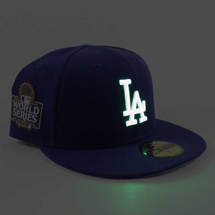Los Angeles Dodgers 2024 World Series Champions New Era 59Fifty Fitted Hat (Dark Royal Blue Gray Under Brim)
