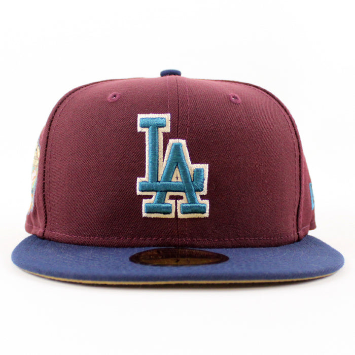 Los Angeles Dodgers 40th Anniversary New Era 59Fifty Fitted Hat (MAROON OCEANSIDE BLUE KHAKI Under Brim)