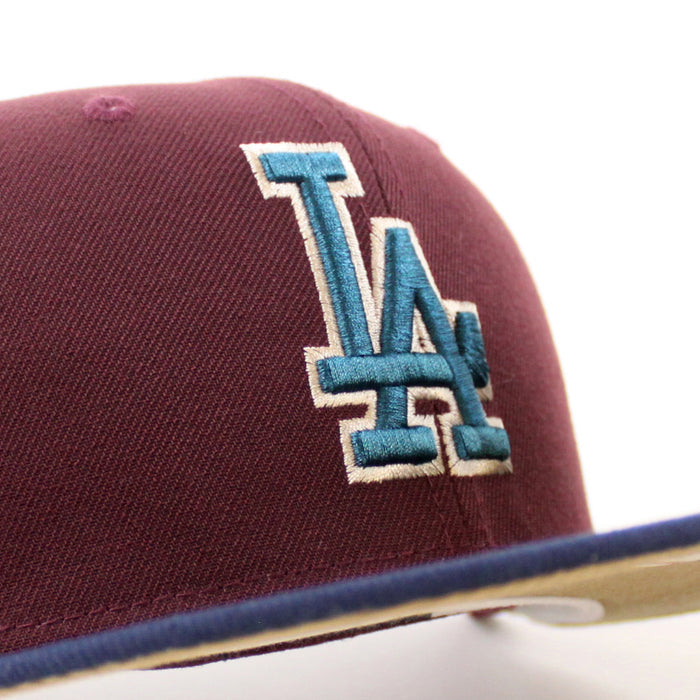 Los Angeles Dodgers 40th Anniversary New Era 59Fifty Fitted Hat (MAROON OCEANSIDE BLUE KHAKI Under Brim)