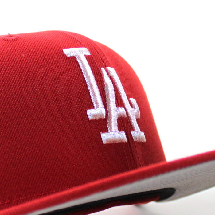 Los Angeles Dodgers Japanese Writing New Era 59Fifty Fitted Hat (Scarlet Red Gray Under Brim)