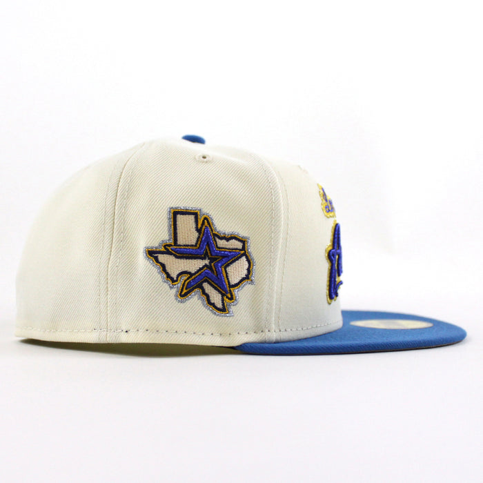 Los Houston Astros State Patch New Era 59Fifty Fitted Hat (Chrome White, Rainstorm Blue Gray Under Brim)