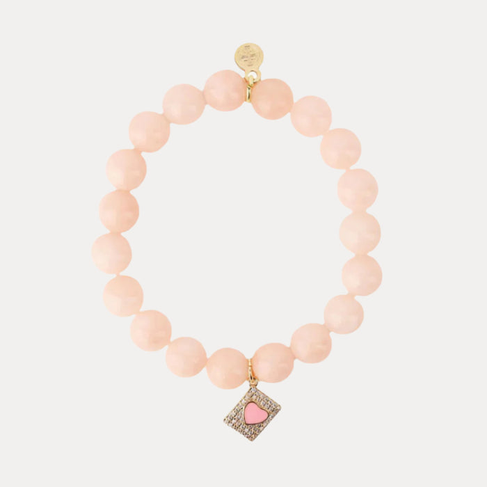 Love Letter Charm Peach Beaded Bracelet For Women | BuDhaGirl