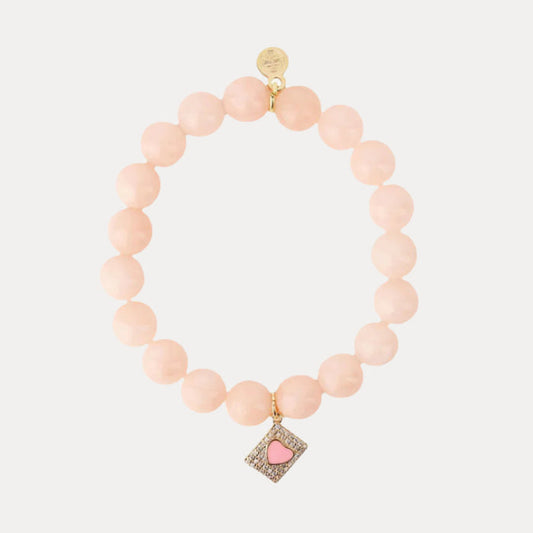 Love Letter Charm Peach Beaded Bracelet For Women | BuDhaGirl