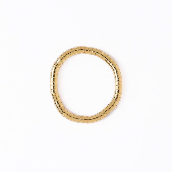 Lucille Round Bead Stretch Bracelet Brass