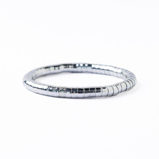 Lucille Round Bead Stretch Bracelet Silver