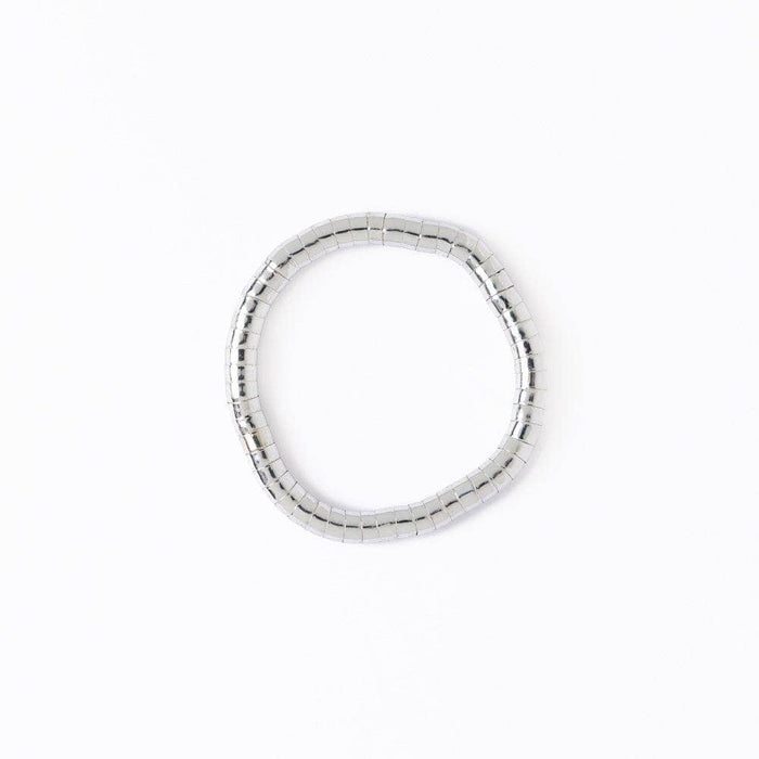 Lucille Round Bead Stretch Bracelet Silver