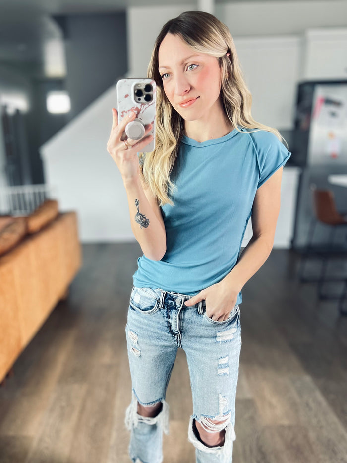 Macy Fitted Top in Blue