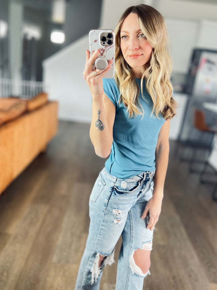 Macy Fitted Top in Blue