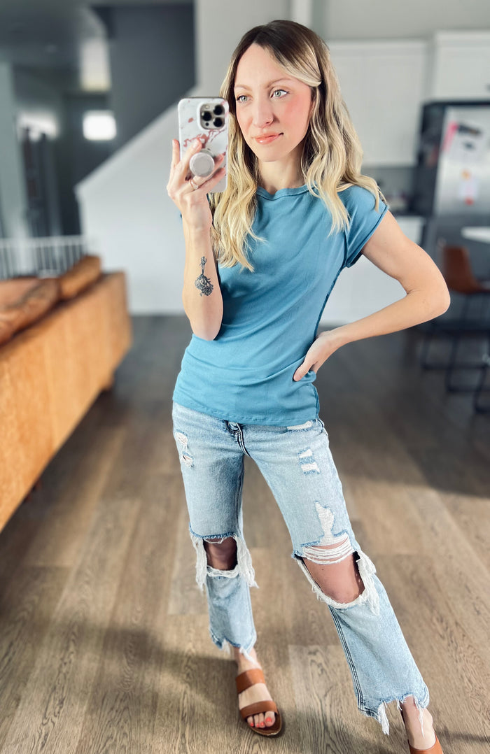 Macy Fitted Top in Blue