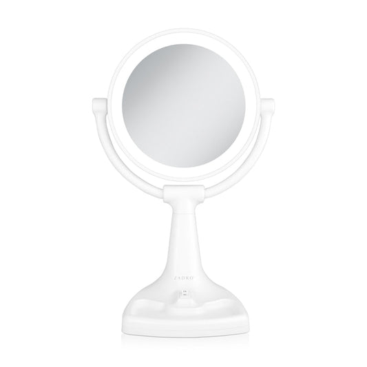 Zadro MAX110 705004420549 product photo front view, max bright lighted makeup mirror with magnification & storage tray in front of a white background
