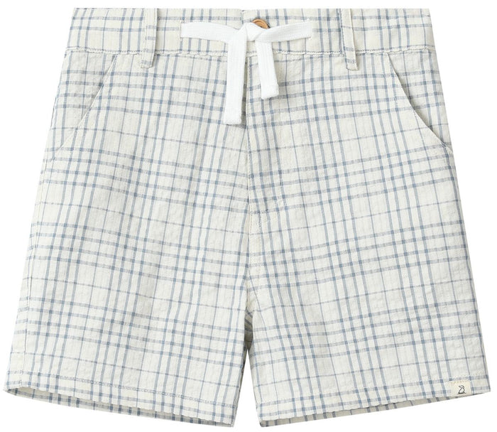 Me & Henry Crew Woven Short in Chambray/Cream Plaid