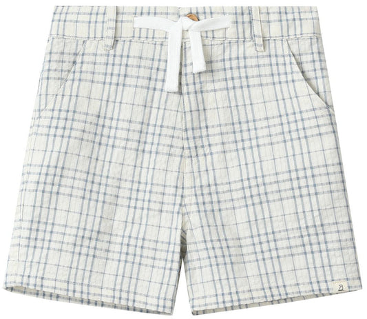 Me & Henry Crew Woven Short in Chambray/Cream Plaid