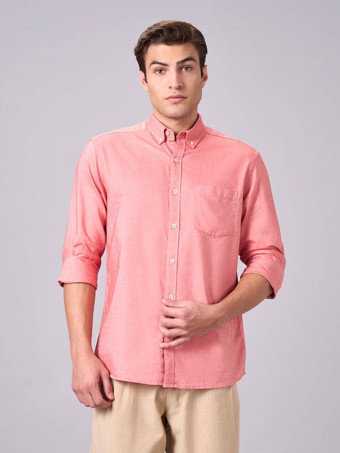 Men's 100% Cotton Button Down Full Sleeve Shirt Brick