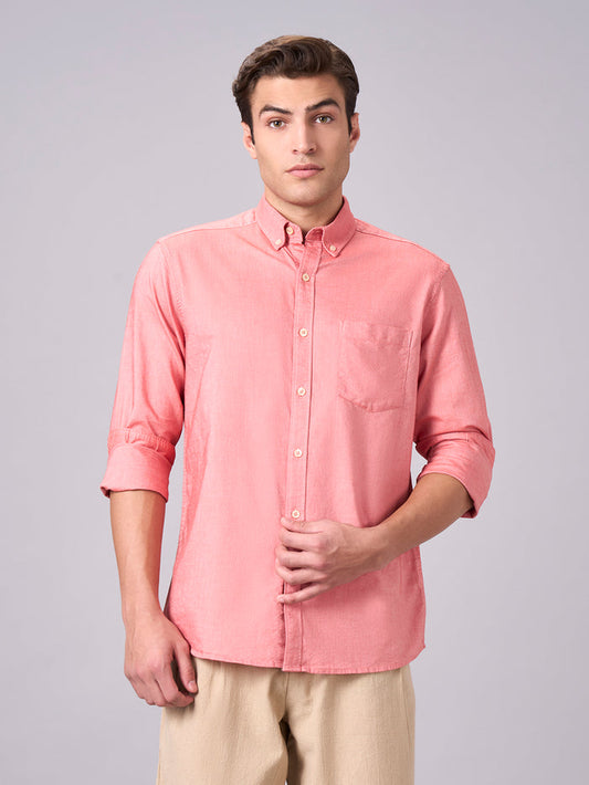 Men's 100% Cotton Button Down Full Sleeve Shirt Brick