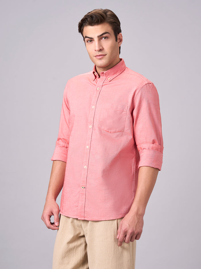 Men's 100% Cotton Button Down Full Sleeve Shirt Brick