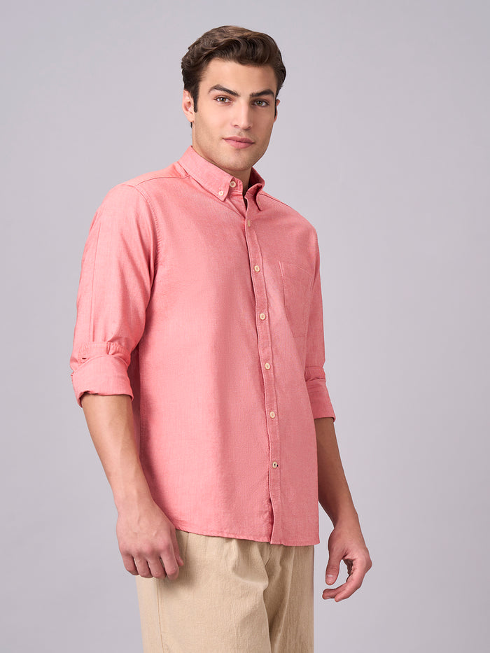Men's 100% Cotton Button Down Full Sleeve Shirt Brick