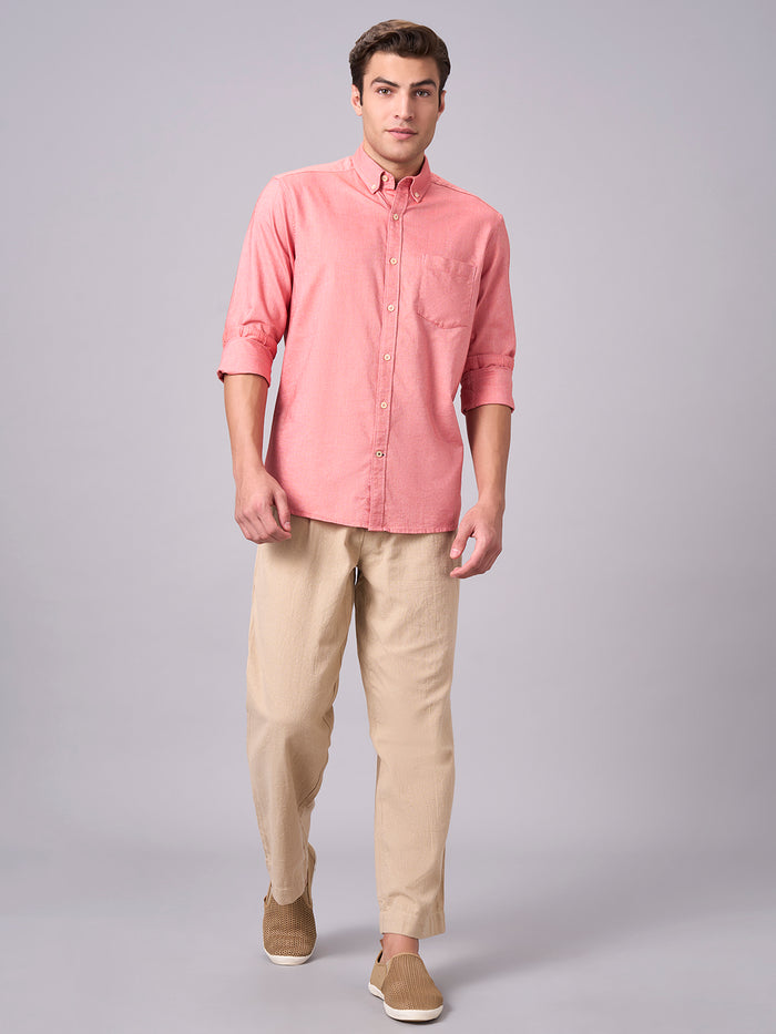 Men's 100% Cotton Button Down Full Sleeve Shirt Brick