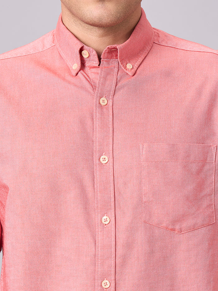 Men's 100% Cotton Button Down Full Sleeve Shirt Brick