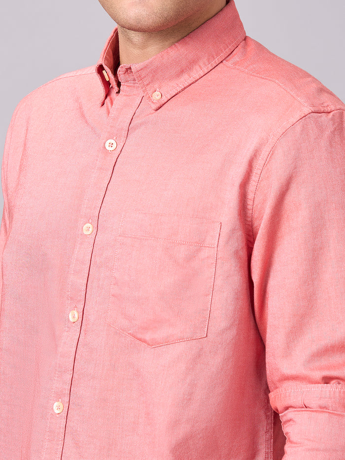 Men's 100% Cotton Button Down Full Sleeve Shirt Brick