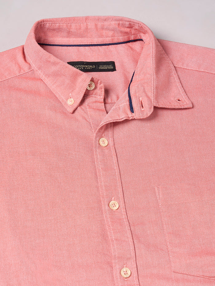 Men's 100% Cotton Button Down Full Sleeve Shirt Brick