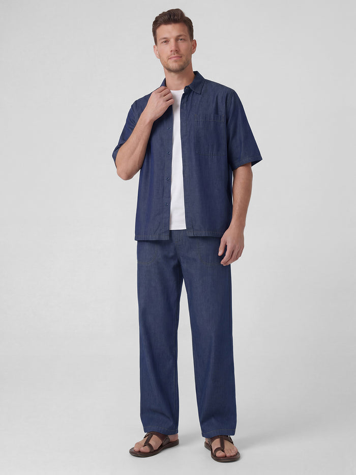 Men's 100% Cotton Loose Fit Denim Pant Blue