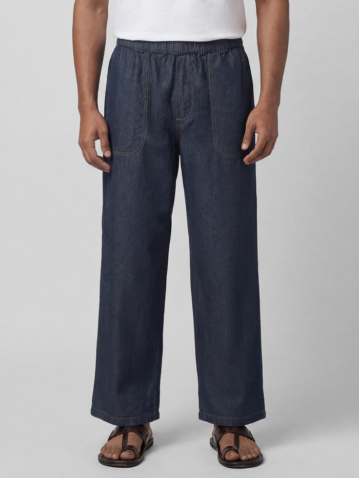 Men's 100% Cotton Loose Fit Denim Pant Blue