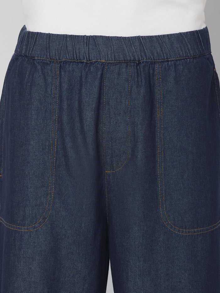 Men's 100% Cotton Loose Fit Denim Pant Blue