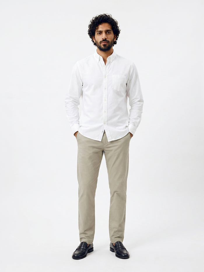 Men's 100% Cotton Regular Fit Collared Shirt White