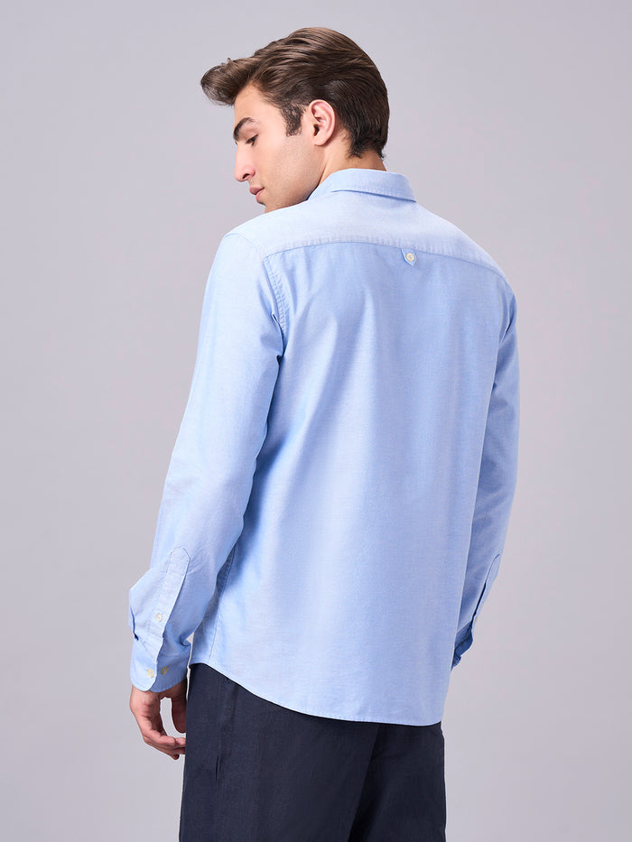 Men's 100% Cotton Regular Fit Full Sleeve Shirt Sky