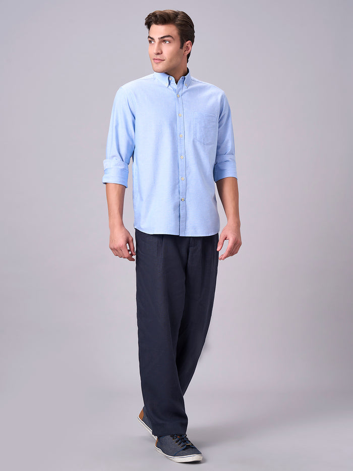 Men's 100% Cotton Regular Fit Full Sleeve Shirt Sky