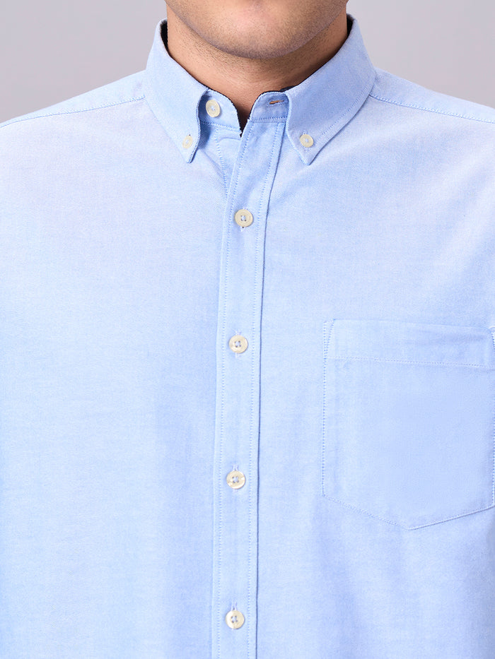 Men's 100% Cotton Regular Fit Full Sleeve Shirt Sky