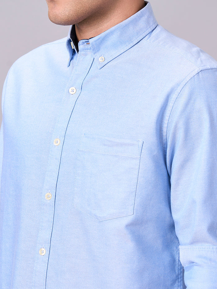 Men's 100% Cotton Regular Fit Full Sleeve Shirt Sky