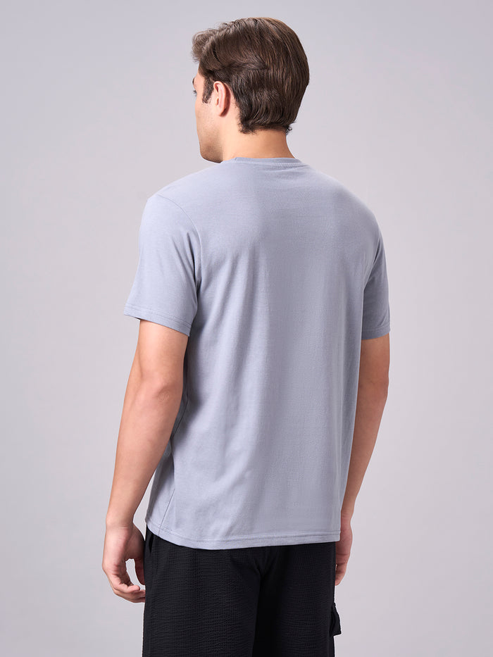 Men's 100% Cotton Regular Fit Half Sleeves Graphic T-shirt Grey