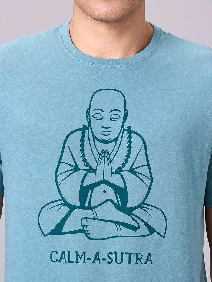 Men's 100% Cotton Regular Fit Half Sleeves T-shirt Aqua