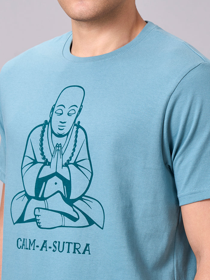 Men's 100% Cotton Regular Fit Half Sleeves T-shirt Aqua