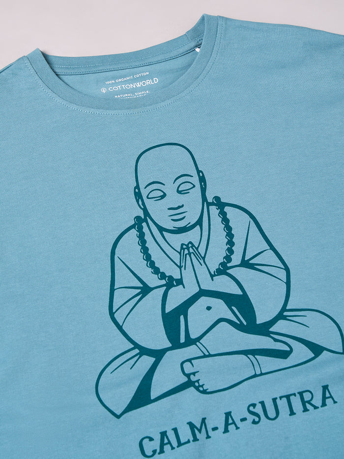 Men's 100% Cotton Regular Fit Half Sleeves T-shirt Aqua