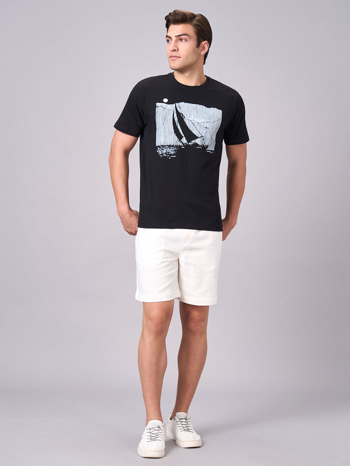 Men's 100% Cotton Regular Fit Half Sleeves T-shirt Black