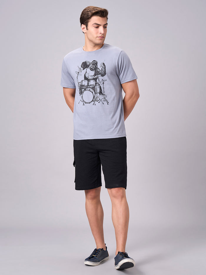 Men's 100% Cotton Regular Fit Half Sleeves T-shirt Grey