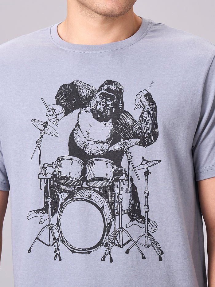 Men's 100% Cotton Regular Fit Half Sleeves T-shirt Grey