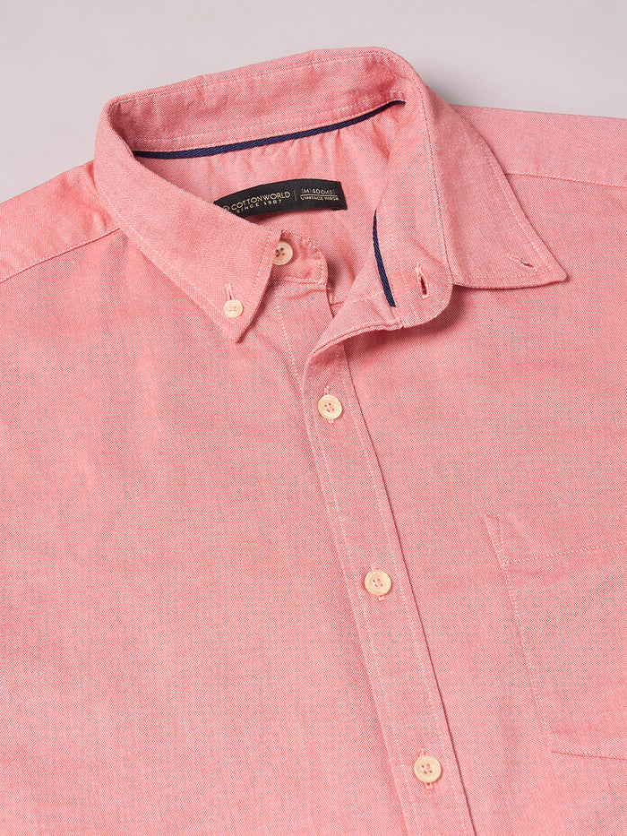 men's 100% cotton regular fit shirt brick – Buttondown Collar Half Sleeves