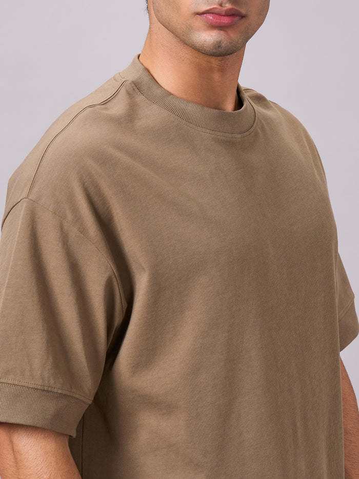 Men's 100% Cotton Relax Fit Tshirt Khaki