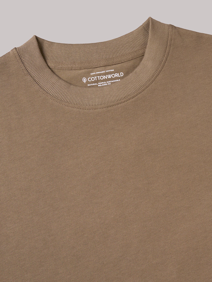 Men's 100% Cotton Relax Fit Tshirt Khaki
