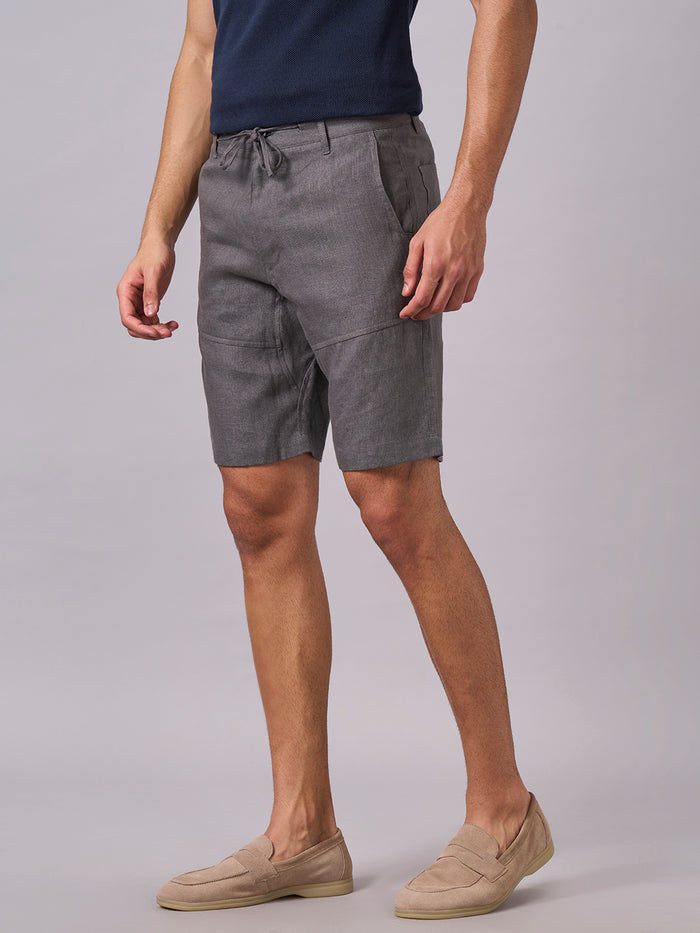 Men's 100% Linen Regular Fit Shorts Slate