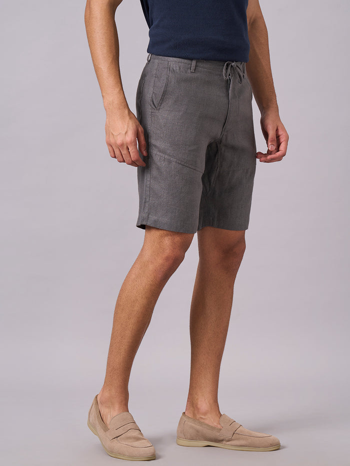 Men's 100% Linen Regular Fit Shorts Slate